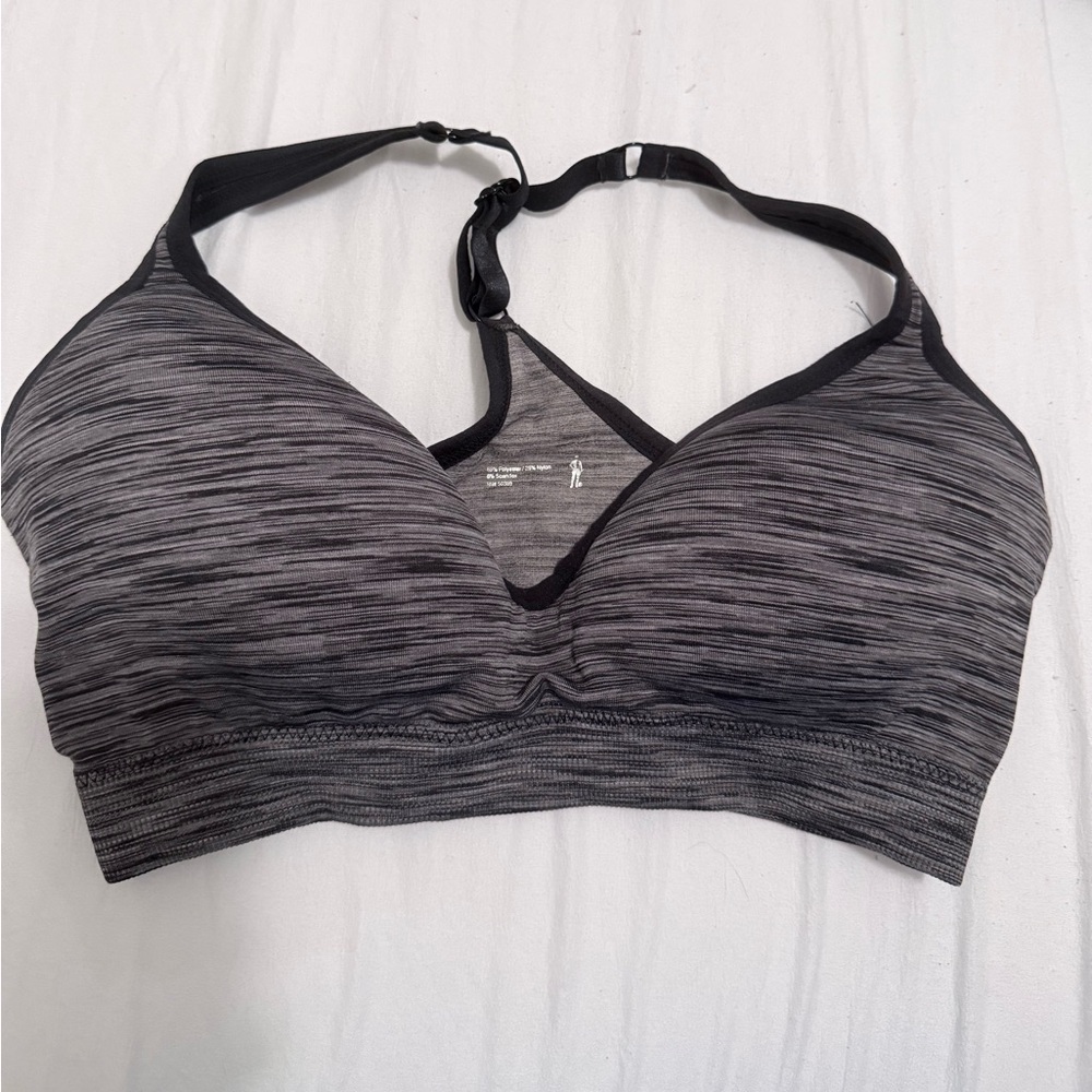 Jockey Black and Gray Heathered Wireless Sports Bra